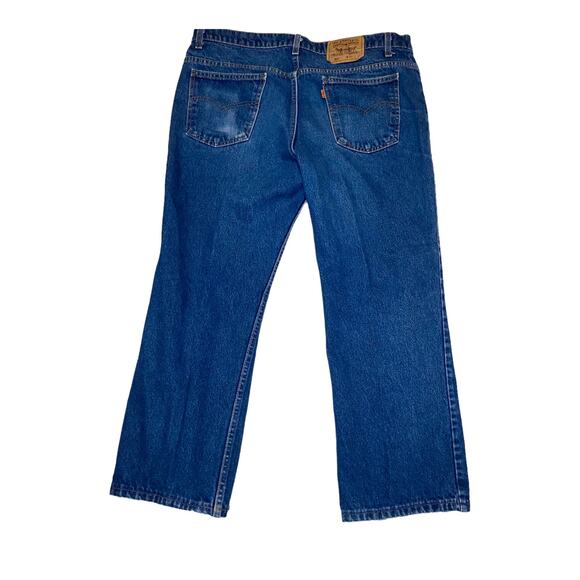 Vintage 90s Orange Tab Levi’s Dark Wash Bootcut 517 Jeans 40x34 - Picture 4 of 15